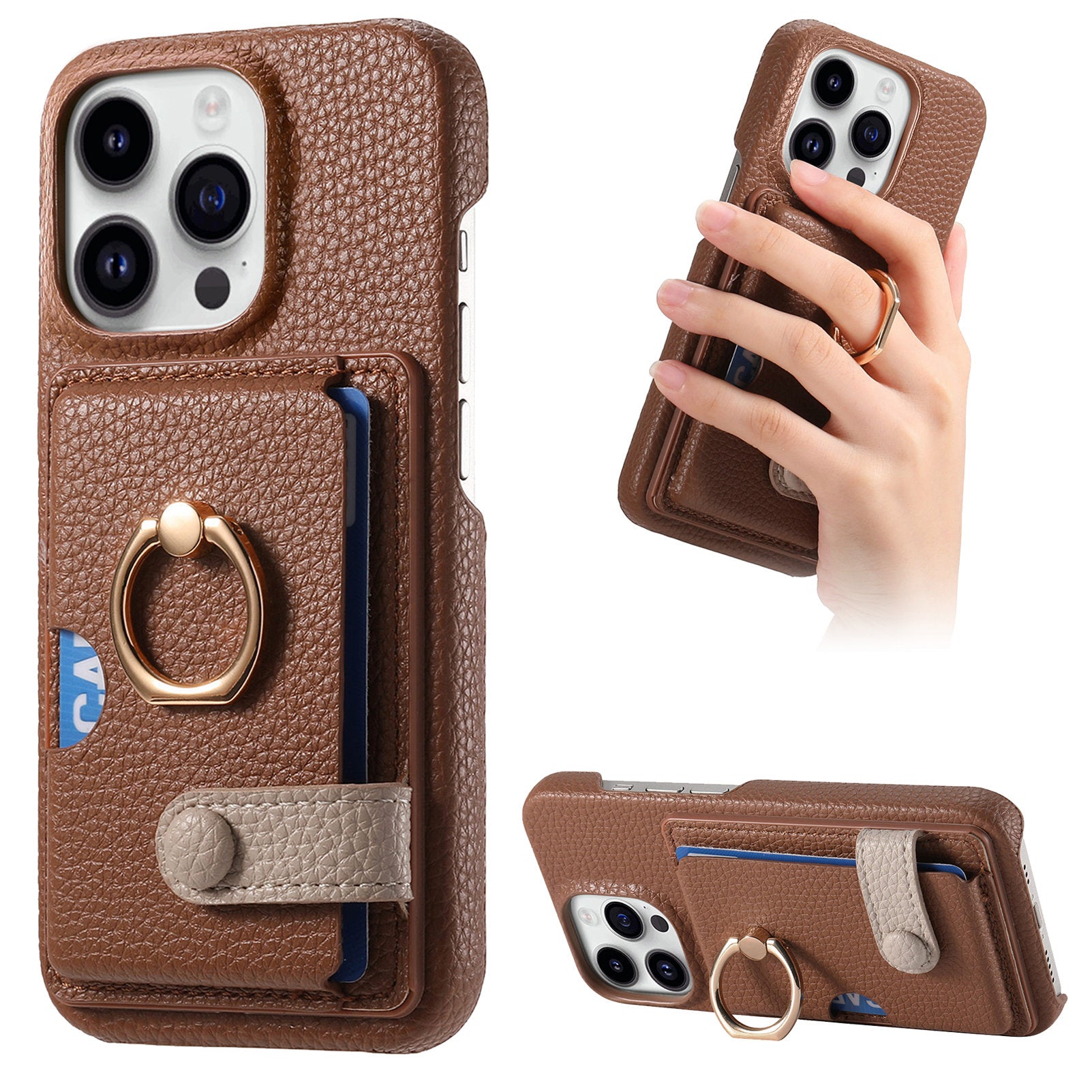 Y2 For iPhone 13 Pro Case Card Slot PU+PC+TPU Phone Cover with Kickstand Y2 For iPhone 13 Pro Case Card Slot PU+PC+TPU Phone Cover with Kickstand